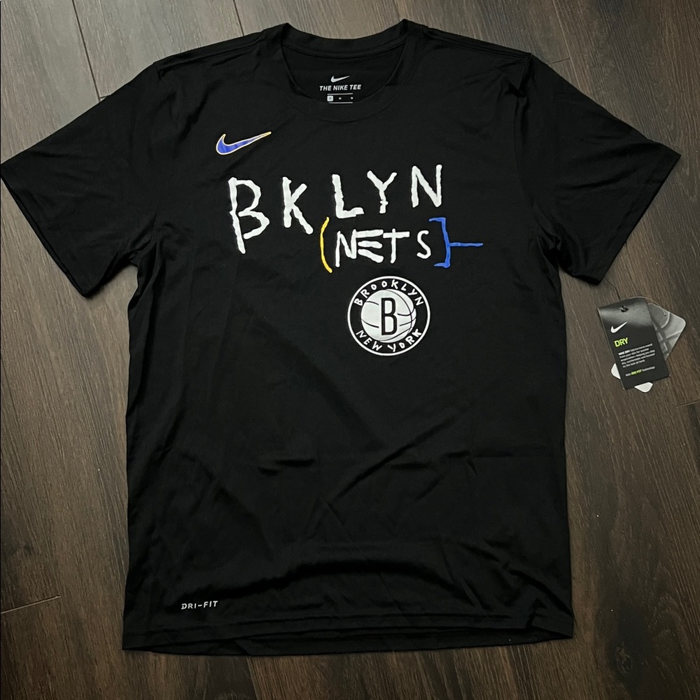 Nike Men’s Athletic Cut Dri Fit Black BKLYN Nets Tee, Size: Medium